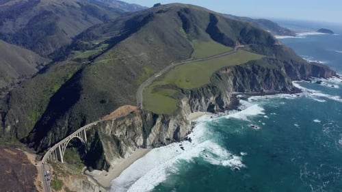 View of the road along the coast from the drone.