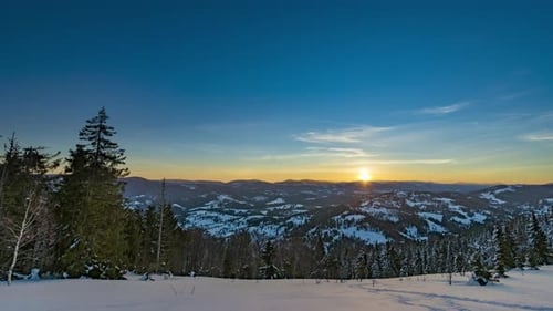 View in Sunrise Winter Mountain Timelapse