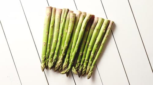Above View of Flat-lay Organic Raw Uncooked Green Asparagus
