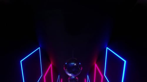 Neon Disco Balls and Tunnel Animation Loop