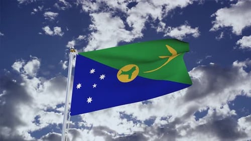 Christmas Island National Flag Waving Animation