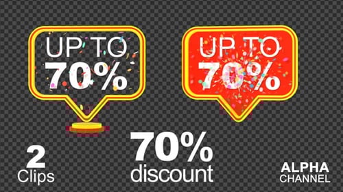Animated Discount Percentage Sale Badge with Confetti