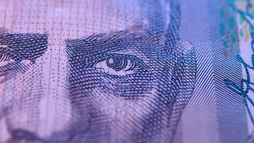 Macro Shot of a Bank Note Pattern