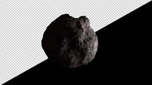 Animated Rotating Asteroid Space Rock Element