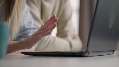 Typing Laptop Keyboard Hands Female Computer Hand Closeup Girl Businessman Text Home Side View