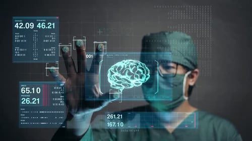 Holographic Brain Scan and Medical Data Interface Display
