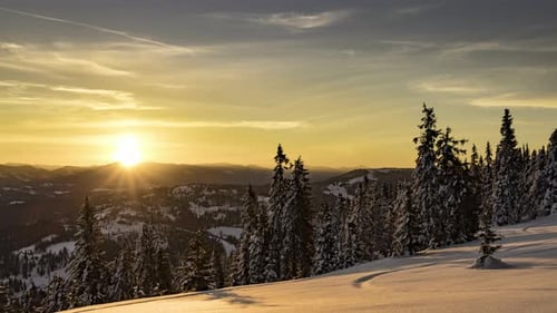 View in Sunrise Winter Mountain Timelapse