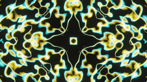 Abstract Kaleidoscope Yellow and Blue Vj Loop Animation