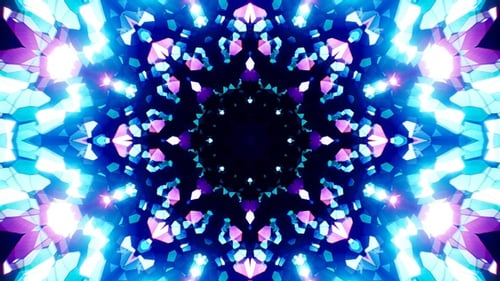 Blinking Stained Glass Neon Kaleidoscope Loop 4K 01