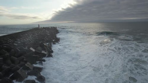Picturesque View of Sea with Pier in Evening