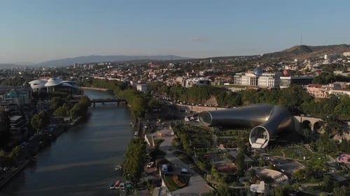 Panoramic View of the Presidential Palace in Tbilisi. Aerial View