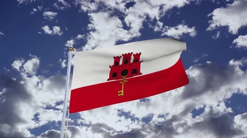 Realistic Gibraltar Flag Waving Loop