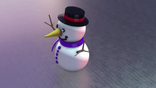 Rotating 3D Snowman Character for Christmas and Holiday Greetings