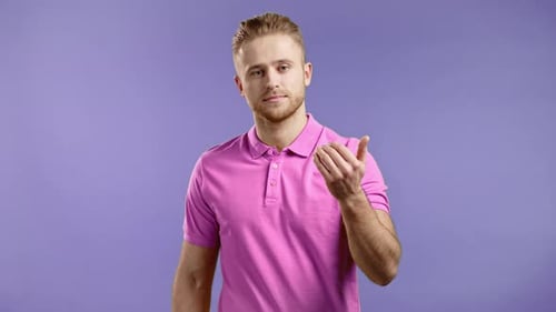 Handsome Man Showing Hey you Come Here