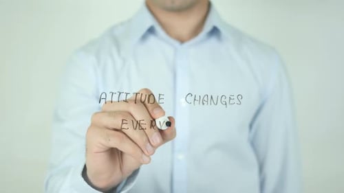 Attitude Changes Everything Writing on Clear Surface