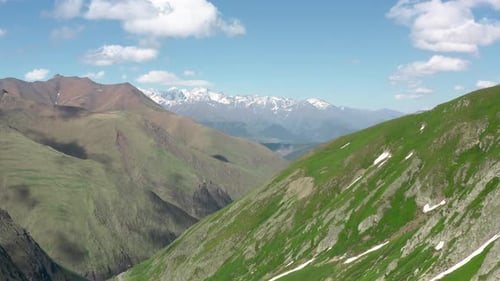 Aerial View of Mountains Landscape with Blue Sky