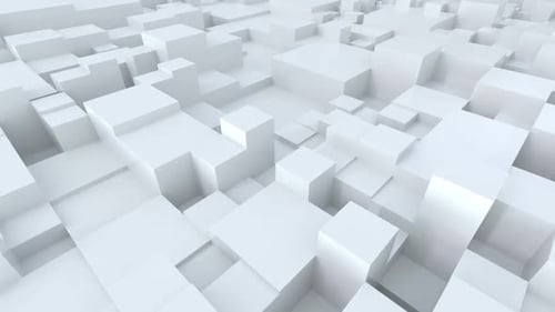 White Abstract 3D Cubes Rising and Falling Background Animation