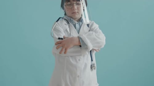 Child Dressed as Doctor with Face Shield