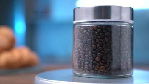 Coffee Beans Stored in a Kitchen Jar