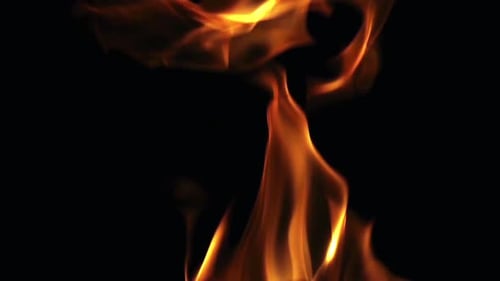 Fiery Flames Against Black Backdrop in Vivid Motion