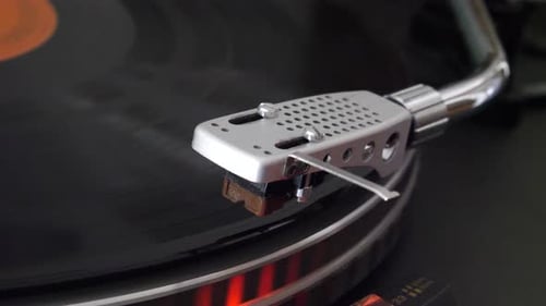 Close Up of Vinyl Record Player