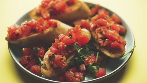 Homemade Italian Tomato Bruschetta with Basil
