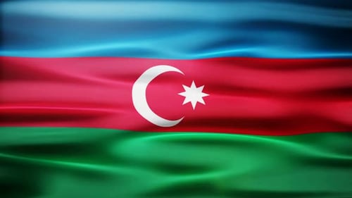 Dynamic Waving Azerbaijan Flag Animation with Realistic Fabric