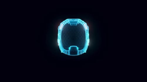Sci-Fi-Helm-Hologramm rotierend
