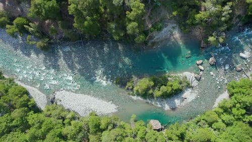 Drone Flight Over Flowing Stream