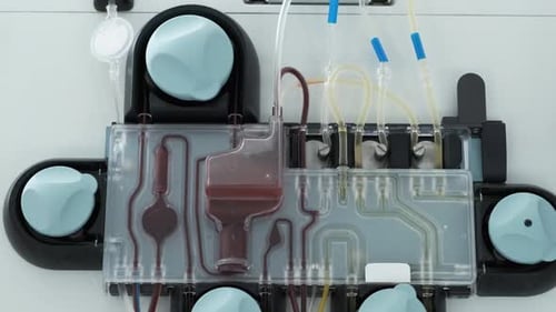 Apparatus for Plasmapheresis Close Up. Removal, Treatment, Return or Exchange of Blood Plasma or