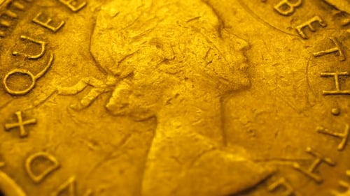 Close up of very old coin