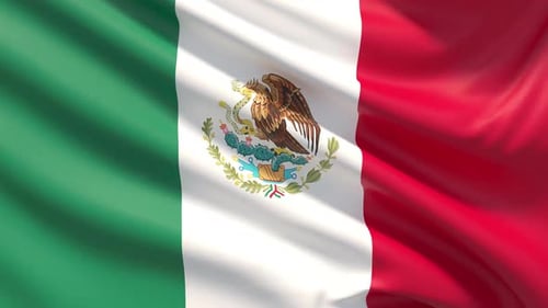 Realistic Waving Mexican Flag Seamless Loop Animation