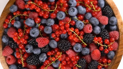 Bowl of Fresh Berries Rotating Close Up