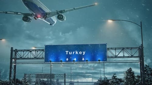Airplane Landing Turkey in Christmas