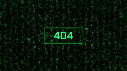 404 Error Over Computer Binary Background. 404 Warning with Binary Code and Matrix Background
