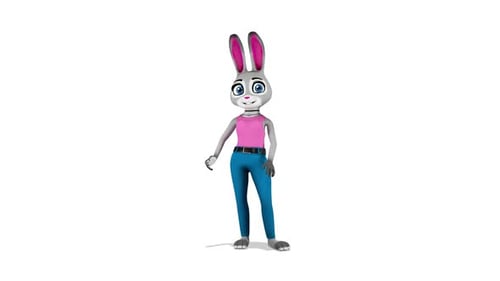 3D Animated Rabbit Character Gesturing and Dancing