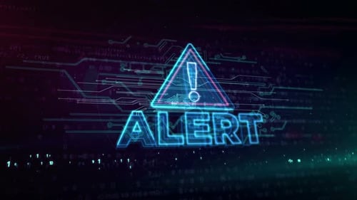 Animação abstrata em loop do símbolo de segurança de alerta