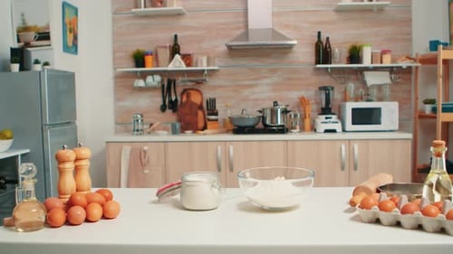 Kitchen with Baking Ingredients on Countertop