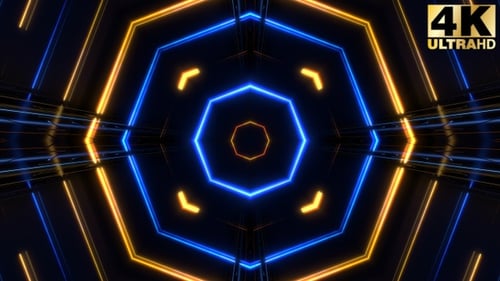 Dynamic Octagonal Neon Tunnel Loop Background