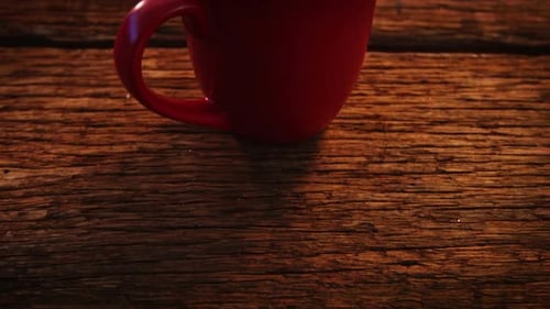 Red Mug with Coffee, Whipped Topping, Chocolate Sprinkles