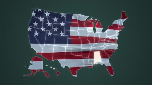 Animated USA Map with Waving Flag and State Highlights