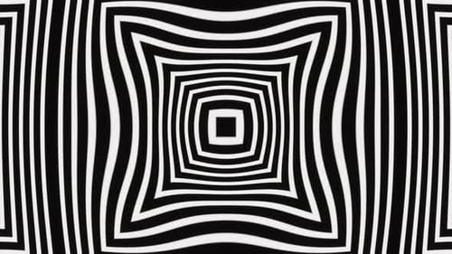 Black and White Seamless Looped Abstraction of a Curved Square