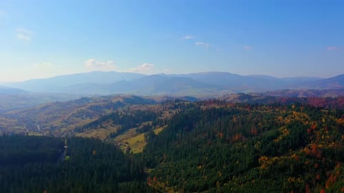 Aerial Drone Video Flying Over Carpathians Mountains, Ukraine, Europe