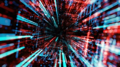 Abstract digital virtual city with technology and connection. 3D render 4K loop