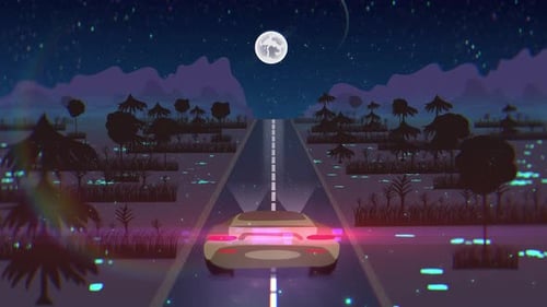The car at the night road