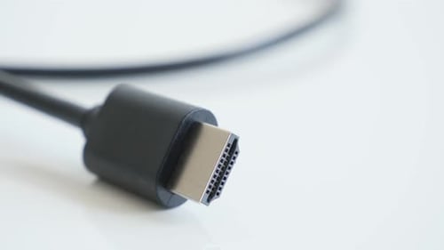 HDMI Cable Close Up on White Surface