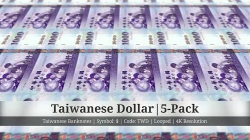 Dólar taiwanés | Moneda taiwanesa - Paquete de 5 | Resolución 4K | Looped