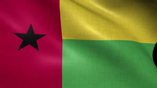 Waving Guinea-Bissau National Flag with Realistic Fabric Texture