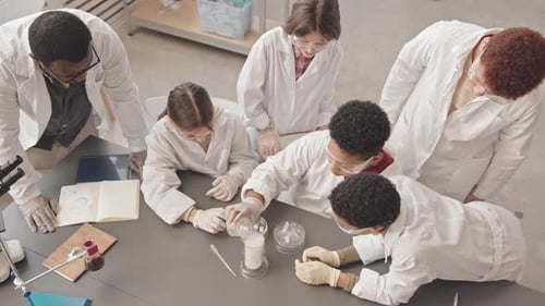 Students Conduct Science Experiment in Chemistry Lab