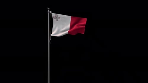 Realistic 3D Malta National Flag Waving Seamlessly
